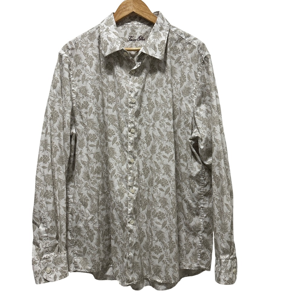 Tasso Elba Mens XXL Tropical Floral Button Down Shirt 100% Cotton Resort